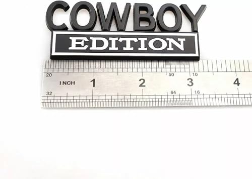 Image of Pair Set Cowboy Edition Raised Letters Emblem 3D Badge Sticker Decal Replacement for Vehicle, Truck, SUV, Door Decoration (Black White)
