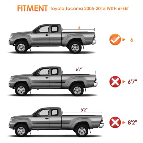 Image of Nilight Soft Roll Up Tonneau Cover for Toyota Tacoma 2005-2015 6ft Bed