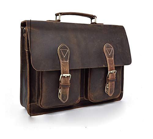 The TanneryVintage Crazy Horse Leather Handmade Briefcase Laptop Messenger Bag Office Briefcase College Bag for Mens and Womens