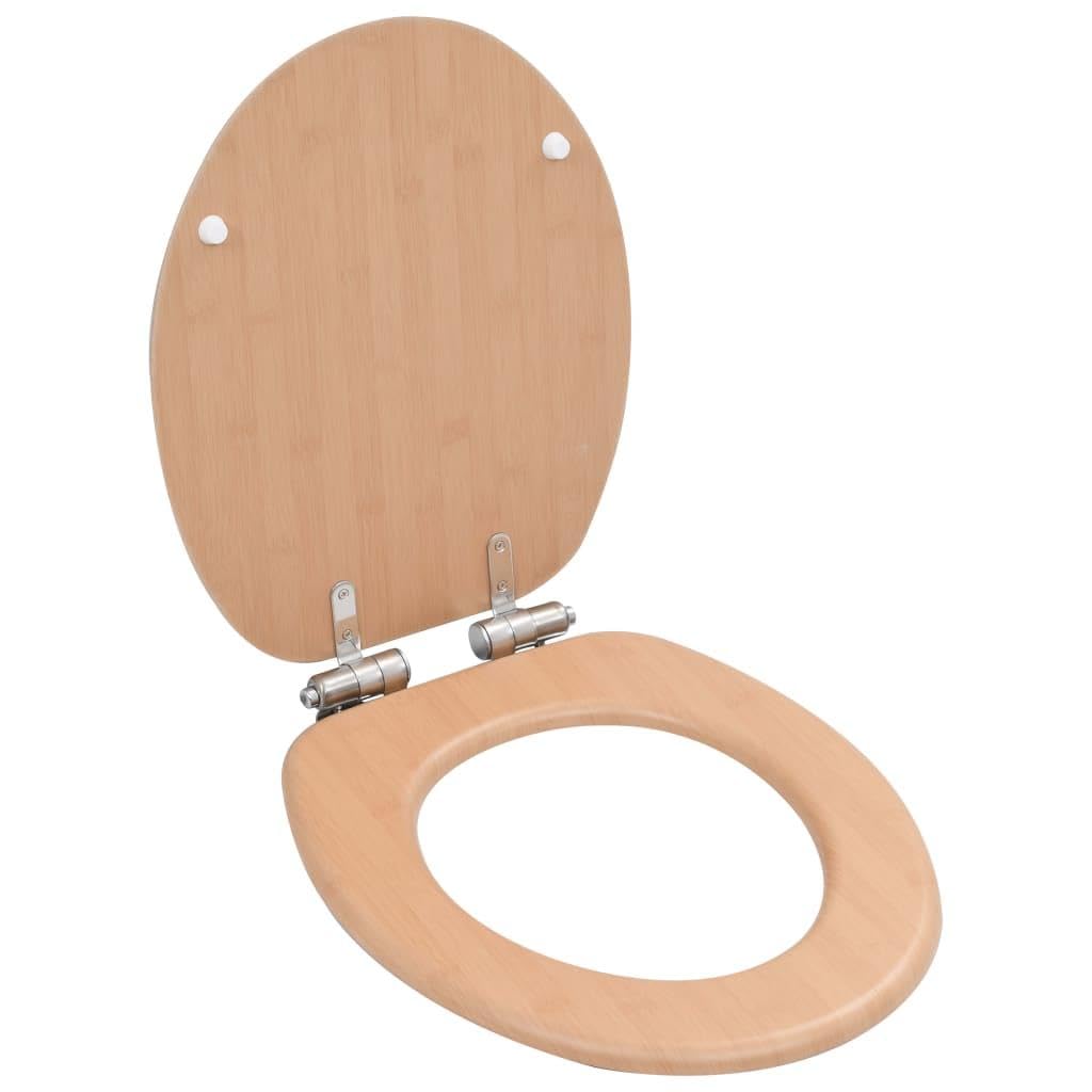 Set di 2 sedili WC sedile WC bagno casa interno bagno MDF coperchio chiusura morbida bambù 02_0002962