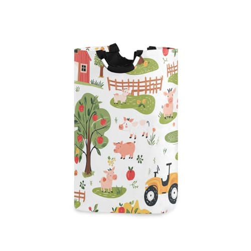 Ttgoth Cesta de lavandería plegable grande con asas, con diseño de animales de granja, cesta organizadora de ropa para dormitorio, dormitorio, baño