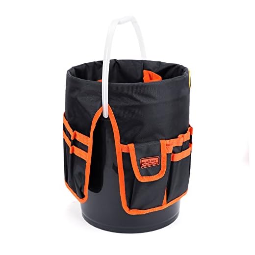 HORUSDY Bucket Tool Organizer, for 5 Gallon Bucket, 1680D Polyester, Waterproof & Durable