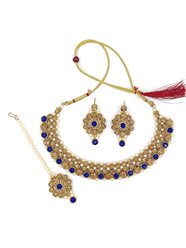 ZaffreCollections Shimmering Chunky Blue Necklace Set for Women and Girls 1 41rqluaF2rL. SL500