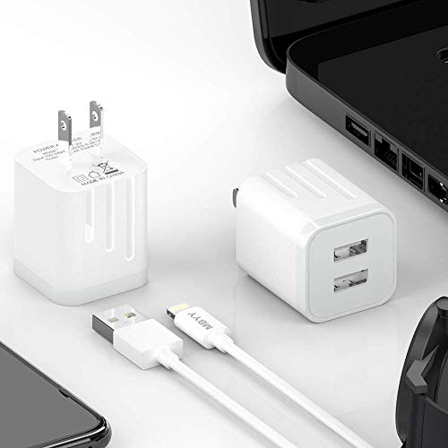 MBYY iPhone Charger MFi Certified Lightning Cable (4 Pack) 6FT Fast Charging Data Sync Transfer Cord with 2 Port USB Plug Wall Charger Travel Adapter Compatible with iPhone 11 Pro Max Xs X XR 8 7 Plus