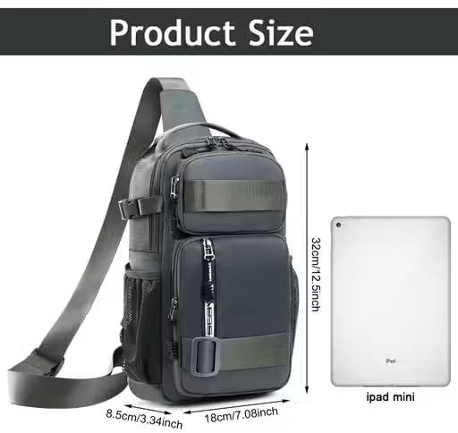 Image of Sling Bag for Men & Women- Crossbody Sling Bag for Travel, Cycling & Hiking | Waterproof Shoulder Bag with Compartment and Zipper Pockets