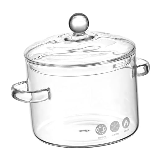 BESTonZON Cacerola De Vidrio Café Chocolate Sin Gluten Mango Olla a Fuego Lento Clara Olla De Olla Pequeña Cacerola Pequeña Horno Redondo Con Cubierta Vidrio De Alto Borosilicato Francia