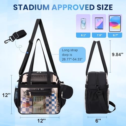 Image of Clear Tote Bag 12x6x12 Stadium Approved Transparent Crossbody Bag with Multi Pockets for Sports Concerts