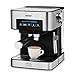 Zelmer ZCM7255 - Ekspres do kawy kolbowy, 20 barów, 850W, Cyfrowy panel dotykowy, Zintegrowany automatyczny spieniacz do mleka, Podwójne parzenia kawy, Funkcja podgrzewania filiżanek, Czarny/Inox.
