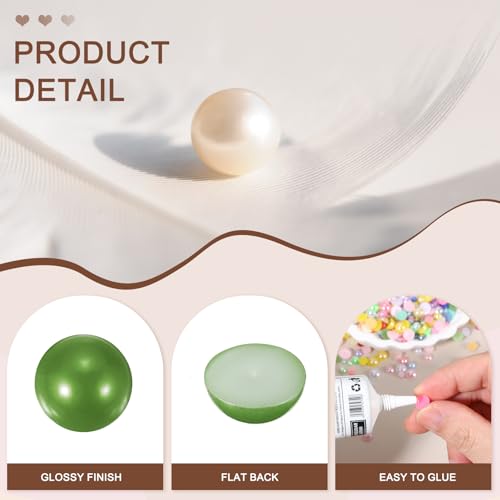 Perles strass ABS à dos plat vert olive pour customisation textile et nail art - 4