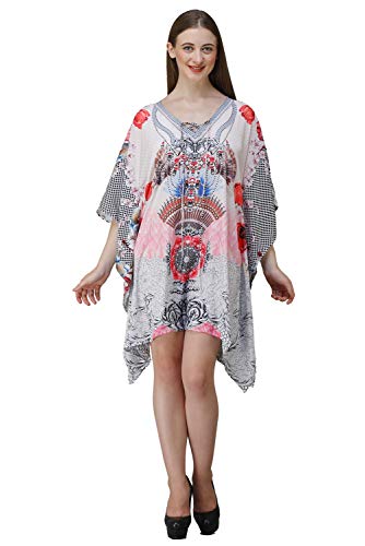 Image of RAVI RAJORIA Georgette Digital Printed Beach Wear Kaftan Blue Free Size R800 | Multi Color 2