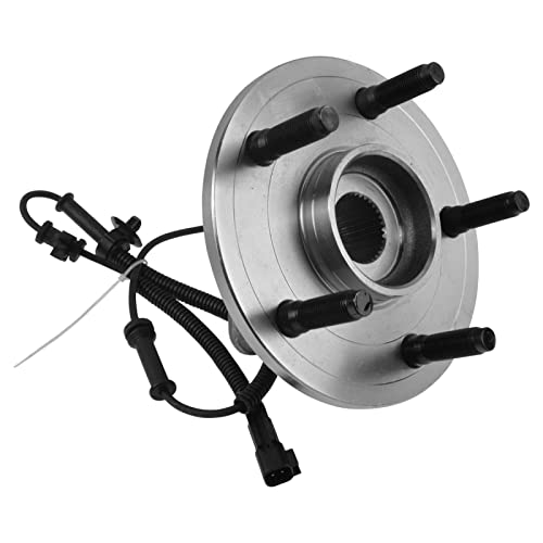 Image of TRQ Front Left and Right Wheel Bearing and Hub Assembly Set 2 Piece Compatible with 2006-2008 Dodge Ram 1500 Truck Driver Side Speed Sensor Rear Wheel ABS Brakes 5 Lug Wheels