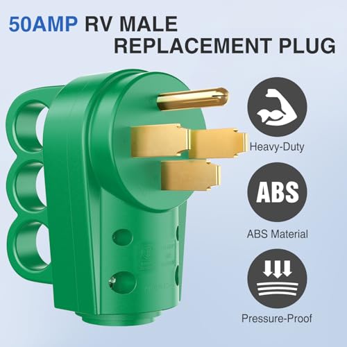 Image of Nilight 50 Amp RV Male Replacement Plug with Handle ETL Listed | 125 /250 Volt Heavy Duty Receptacle NEMA 14-50P for Camper Caravan Motorhome Van Trailer
