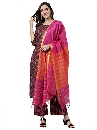 Image of GoSriKi Women's Cotton Kurta Set With Dupatta