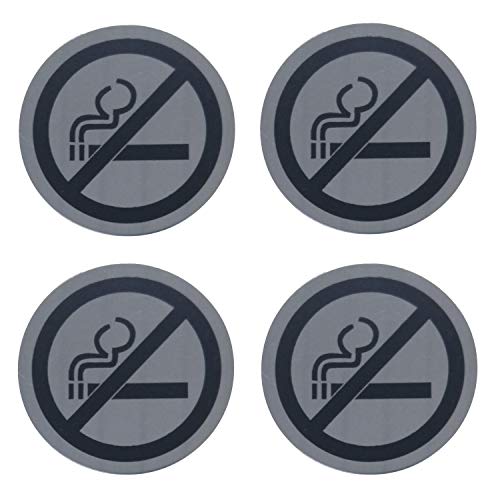 Land-Haus-Shop® - Cenicero (2 unidades, acero inoxidable, con tapa abatible o cenicero), 4 placas para no fumar.