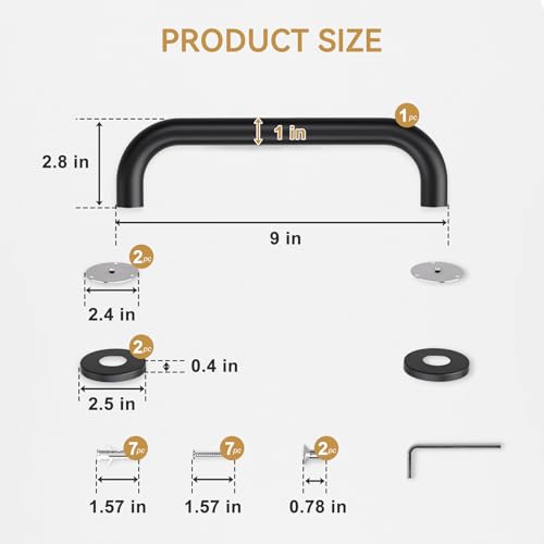 Image of AmazerBath Grab Bars for Shower 9 inch L x 1 inch D, Handicap Shower Grab Bars for Senior Anti Slip, Shower Safety Bars for Wall Stainless Steel, Holds up to 500LBs, Black