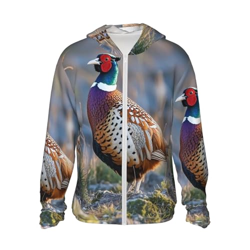 Women's UPF 50+ Sun Protection Hoodie Pheasants Animals Sun Shirt Long Sleeve Fishing Shirts for Men Jacket