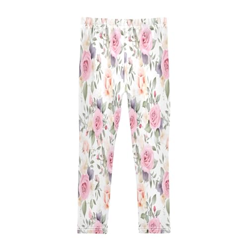 Bolaz Toddler Girls Leggings Printed Yoga Pants Leggings Purple Green Lease Rose for Kids2