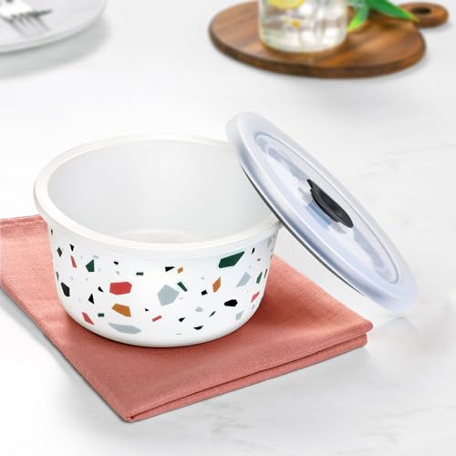 Image of Larah by BOROSIL Confetti 2 Pcs Storage Bowl, 400 ml Each, Opal Glass Storage Container with Air Tight Lid | Microwave & Dishwasher Safe