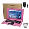 CHIBBS Computadora portátil para niños de 10.1 pulgadas, Netbook alimentado por Android 12.0, procesador de cuatro núcleos, 2 GB RAM + 64 GB ROM, cámara, 2 USB, Bluetooth, Wi-Fi, rosa
