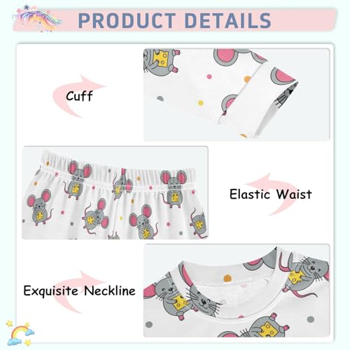 Pajama Sets Long Sleeve Cute Mouse Pattern Print Soft Comfy Sleepwear 2 Piece PJS 3-8T4