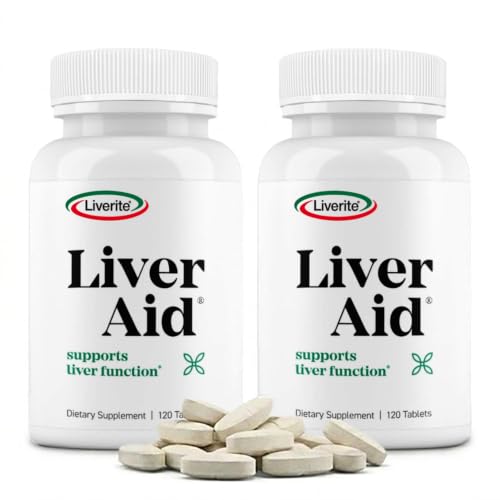 LIVERITE Liver Aid 2-Pack x 120Tablets (Total 240ct) Liver Support Supplement with Amino Acids Choline Lipotropic Factors-Supports Healthy Liver Function Energy & Metabolism Digestive Health