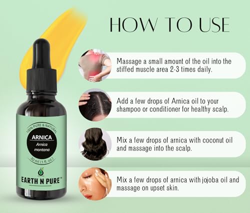 Image of Earth N Pure Arnica Montana Oil Cold Pressed, Natural and Therapeutic Grade for Hair With Glass Dropper - 50 ml