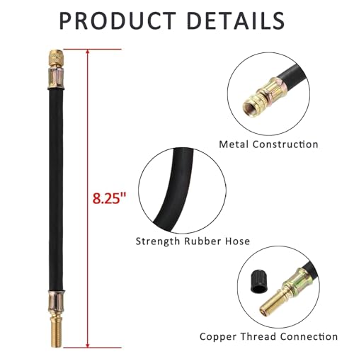 Image of 4PCS Valve Stem Extension, 8.25 Inch Flexible Schrader Valve Stem Extenders | Tire Valve Adaptor Compatible for Motorcycles, Harleys, Stroller, Bicycles and Portable Air Compressor
