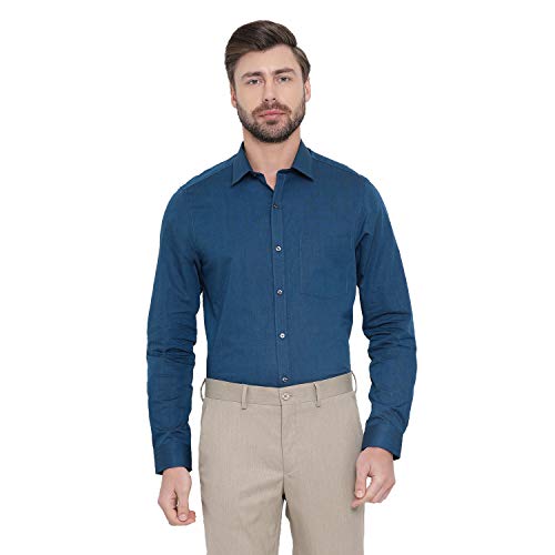 Image of Turtle Men 100% Cotton Slim Fit Yellow Solid Formal Shirt