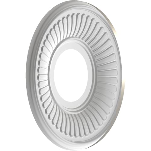 Image of Ekena Millwork CMP10BEBAL Berkshire Thermoformed PVC Ceiling Medallion (Fits Canopies up to 4 1 /2 inch), 10 inchOD x 3 1 /2 inchID x 3 /4 inchP, Bright Coat Aluminum