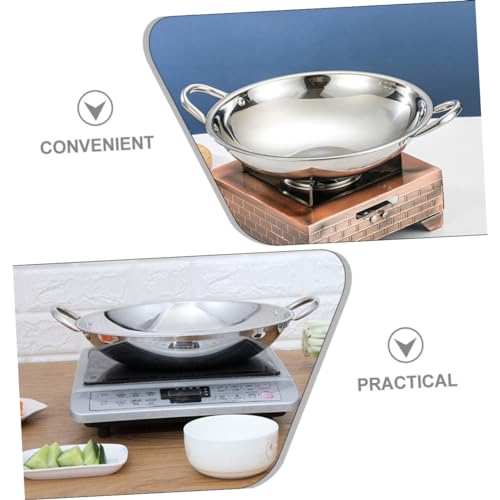 Wok de acero inoxidable con fondo redondo y asas dobles miniatura 3