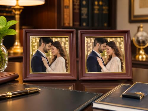 Image of 4x6 Inch Photo Frame Set of 2 - Acrylic Front Table Top Photo Frames with Stand, Dual Orientation Portrait & Landscape Display for Home Office Decor (congo brown)