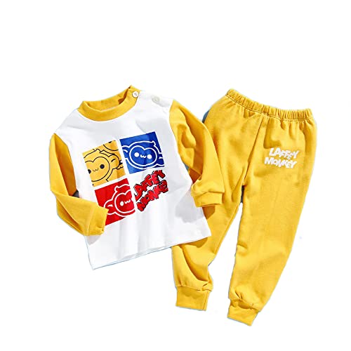 Bold N ElegantFull Sleeve Cotton Fun Cute Cartoon Print Colorful Tshirt & Pajama PJ Pant Clothing Set for Infant Toddler Baby Boy Girl Kids