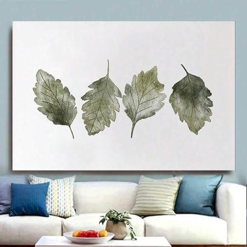 Impression sur toile feuilles vertes aquarelle 60x80cm forêt pour déco murale salon