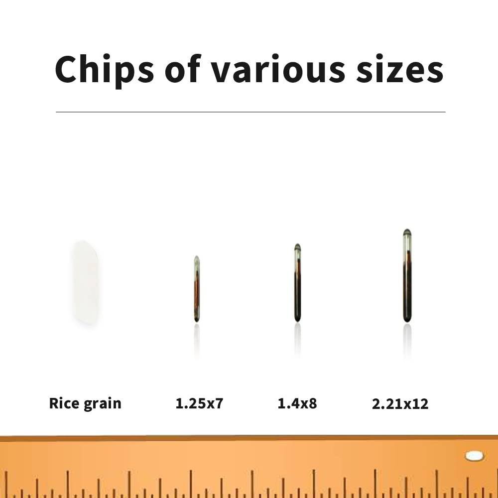 10 microchips Yanzeo para mascotas, 1,25 x 7 mm, 134,2 kHz, ISO11784/ISO11785/FDX-B, etiquetas RFID