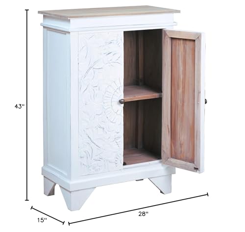 Sunset-Trading-Cottage-Solid-Wood-Carved-Accent-Distressed-WhiteDriftwood-Brown-Fully-Assembled-Cabinet Sunset Trading Cottage Solid Wood Carved Accent Distressed WhiteDriftwood Brown Fully Assembled Cabinet