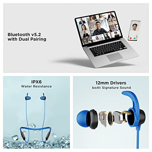 Image of Boat Rockerz 255 Neo in-Ear Bluetooth Neckband with Mic with ENx Tech, Smart Magnetic Buds, ASAP Charge, Upto 25 Hours Playback, 12MM Drivers, Beast Mode, Dual Pairing (Furious Blue)