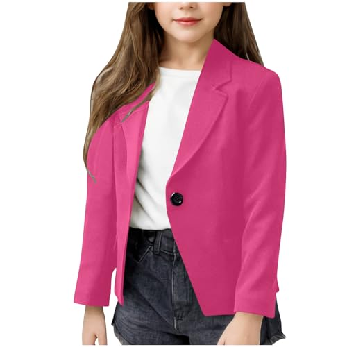 WZMYDBD Schulbeginn Mädchen Blazer Jacke Langarm Casual Herbstjacke Vorne Offen Anzugjacke mit Innentasche Mode Revers Kinderjacke Schuluniform Einfarbige Elegant Cardigan Tennager Basic Anzug Jacken