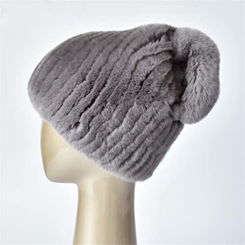 Desconocido Sombreros de Piel de Invierno para Mujer Sombrero de Piel Natural con Lazo Gorro cálido para Mujer