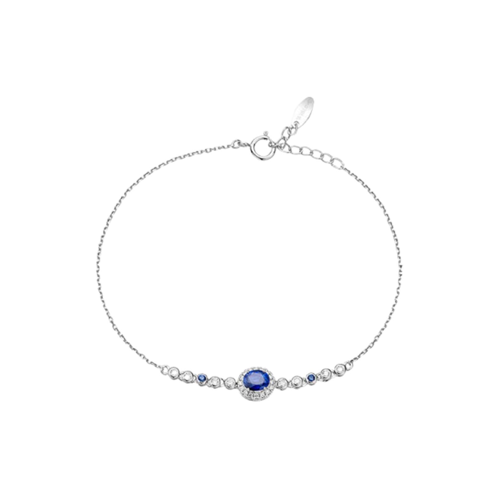 Pulsera para mujer de oro blanco auténtico de 9 K/14 K/18 K, azul de 0,44 quilates, zafiro clásico, corte ovalado, moissanita, pulsera para mujer, oro de 18/14/9 quilates