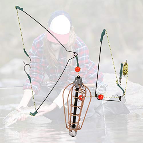 Isca de pesca, gaiola de isca de pesca, portátil, anticorrosão, cobre, com ganchos para pesca – 30 g