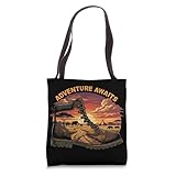 Adventure Awaits Hiking Boot Safari Wildlife Sunset Tote Bag