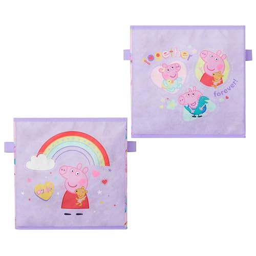 Image of Idea Nuova Storage Cubes for Kids,2 Pack Collapsible Fabric Bins with Handles, Organizer Boxes with Handles for Bedroom,Playroom & Nursery,Peppa Pig
