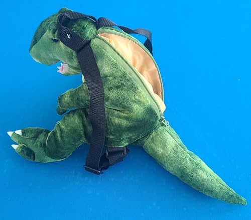 Plush Stuffed TRex Dinosaur Mini Backpack, Plush Green Stuffed Animal Shoulder Bag, Adjustable Nylon Straps with Zipper (DINO-2)2