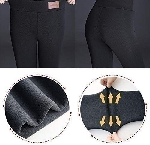 Denise Lamb Warme Schlanke Hose,Winter Lamm Plüsch Verdickte Fleece Gefütterte Jogginghose Hohe Taille Übergroße Leggings für Frauen (Color : Noir-B, Size : Small)