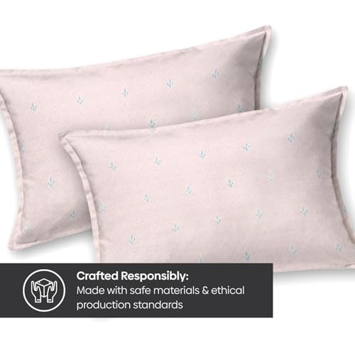 Image of Rivermoor 144 TC Cotton Bedsheet for Double Bed | Queen Size Bed Sheet with 2 Pillow Covers | Pink Ethnic Floral Pattern | 98 x 100 Inches