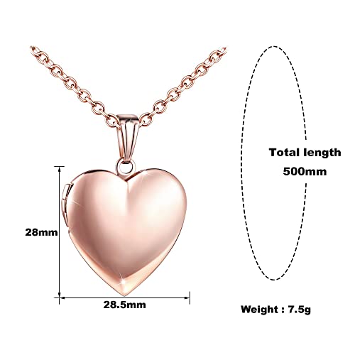 BUKEQILA Damen Mädchen Kette Foto Herz Medaillon 2 Foto Bilder Amulett Edelstahl Anhänger Fotoanhänger Halskette Super Geschenk für Paar Pärchen Geliebte Mutter Tochter