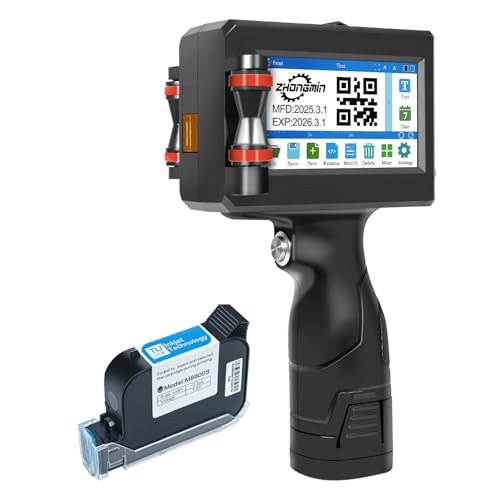 ZHONGMIN Handheld Inkjet Printer with 42ml Quick-Drying Ink Cartridge,...