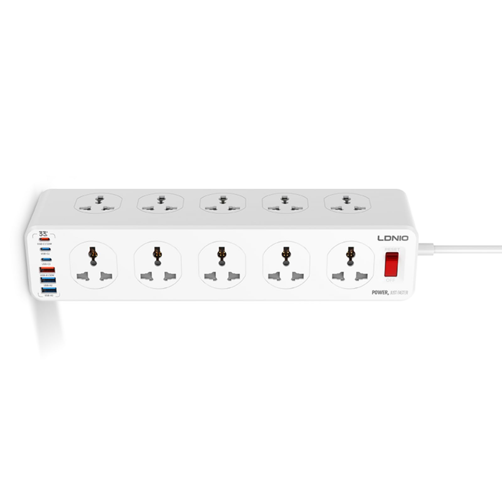 T Teclusive 2500W Power Strip Extension with Type C USB Ports | 10 Power Sockets with 30W Type C USB PD QC 3.0 Fast USB Port | Multi Port Extension with USB Port | 2M Power Cord | 100-250V-image-16