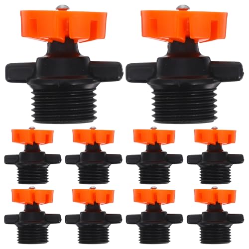 SHOWERORO Aspersores de Riego Automático 10 Piezas, Cabezales Giratorios de 360° Volante de 4 Partes, Boquilla Pulverizadora Atomizadora Naranja para Jardín, Césped y Huertos, Riego Medio