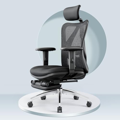 Image of SIHOO M18 High Back Office Chair, Mesh Ergonomic Office Chair for Work from Home with Adjustable Lumbar Support & Headrest, Study Chair with Adjustment Armrest & Heavy Duty Metal Base (Padel)